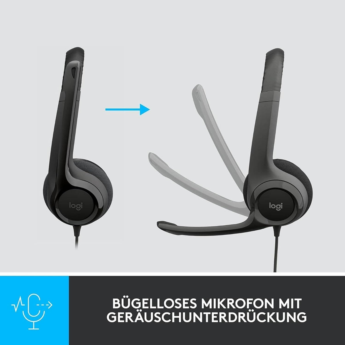 Logitech H390 Kopfhörer für PC zuhause, PC-Headset mit Mikrofon, Schwarz