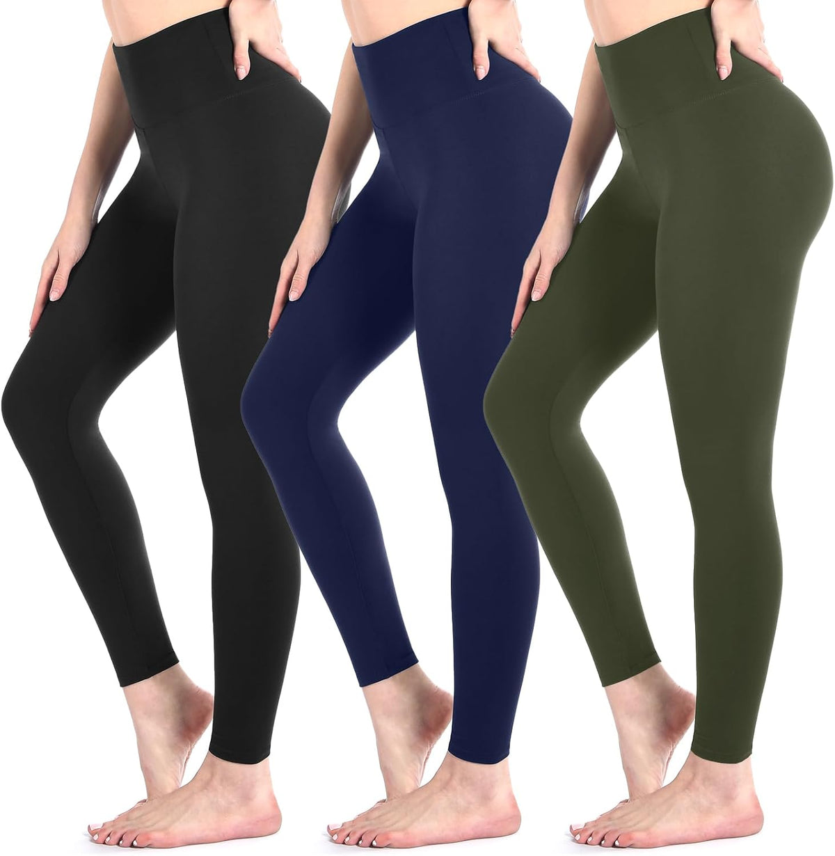 3 Pack Black Leggings for Women