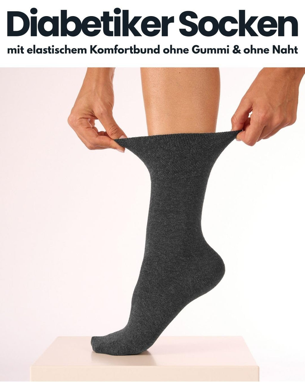 sockenkauf24 10 Paar Diabetikersocken für Herren & Damen ohne Gummibund & ohne Naht aus Baumwolle Diabetiker Socken mit Komfortbund ohne Gummi