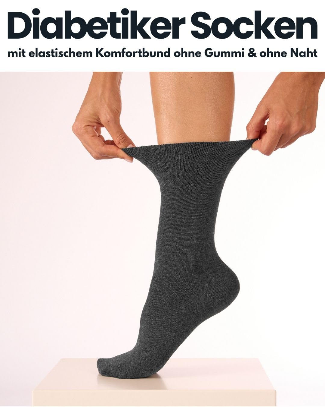 sockenkauf24 10 Paar Diabetikersocken für Herren & Damen ohne Gummibund & ohne Naht aus Baumwolle Diabetiker Socken mit Komfortbund ohne Gummi