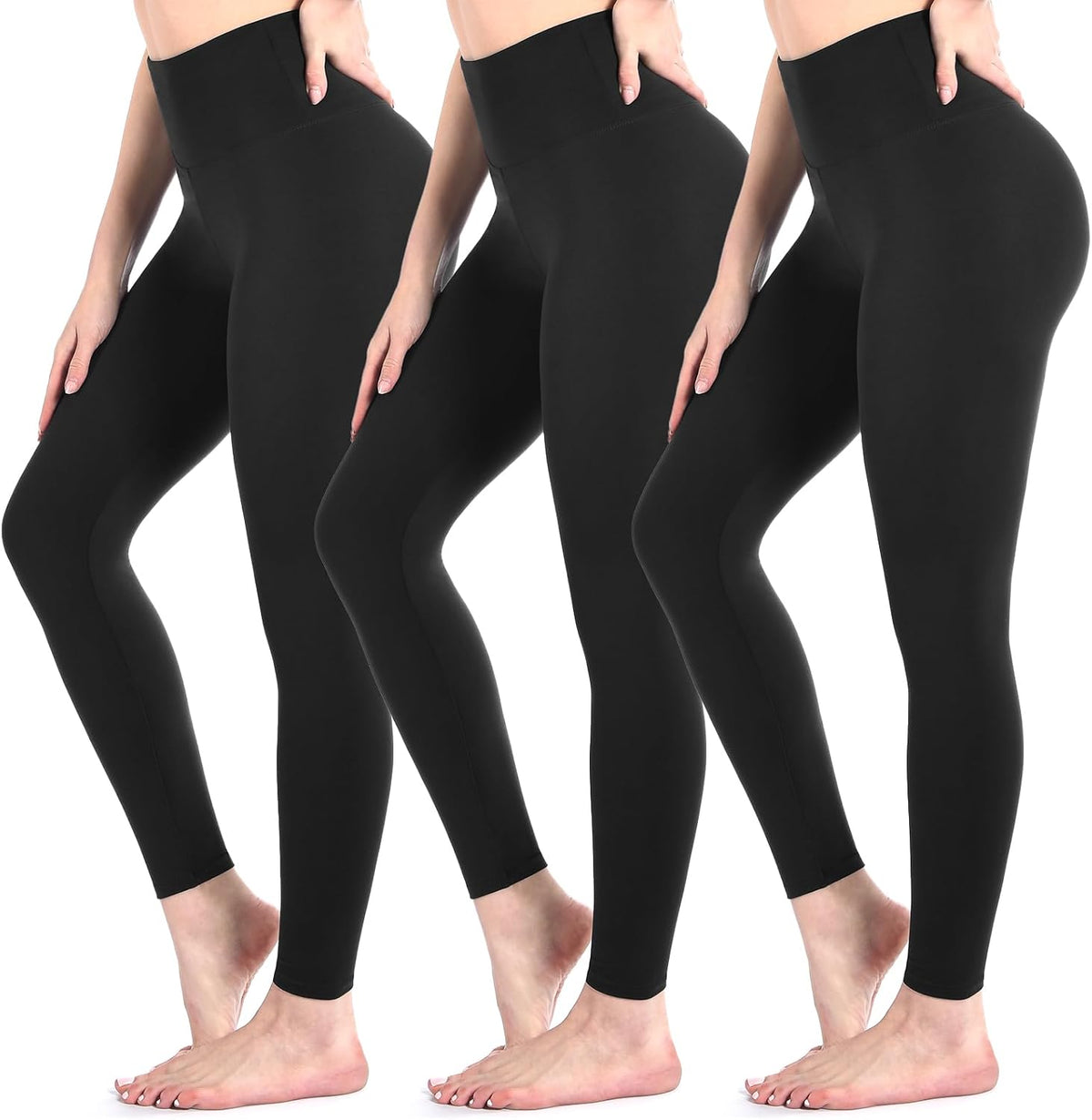 3 Pack Black Leggings for Women