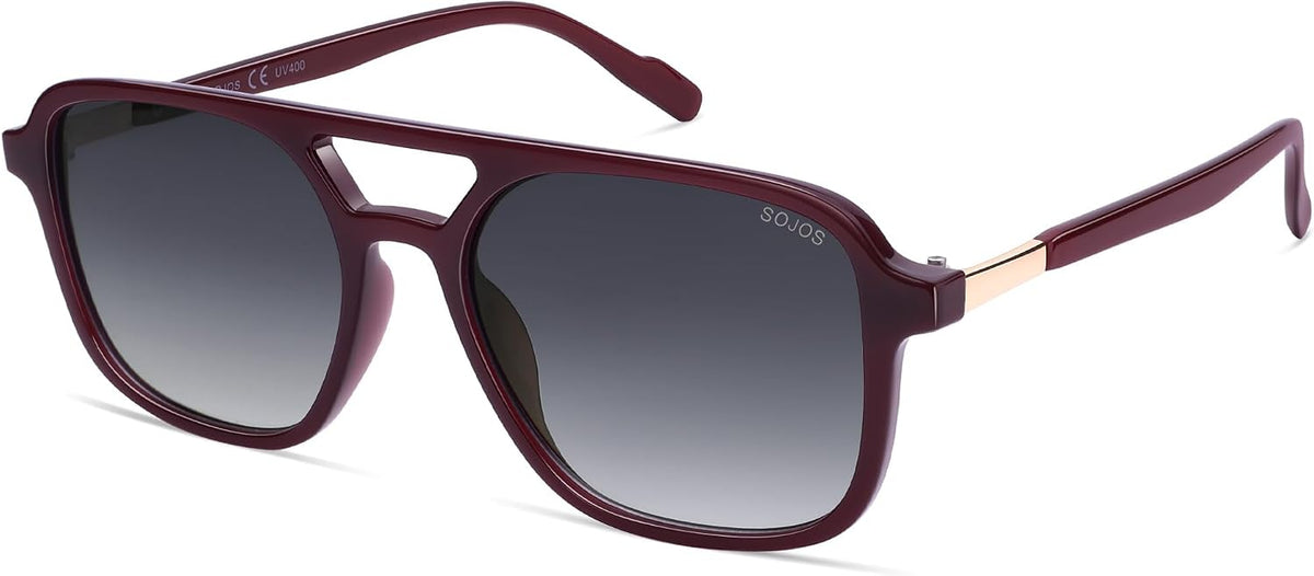 SOJOS Retro Aviator Sunglasses Womens Mens,Trendy Rectangle Shades SJ2202