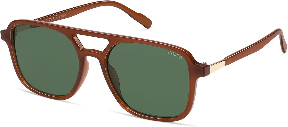 SOJOS Retro Aviator Sunglasses Womens Mens,Trendy Rectangle Shades SJ2202