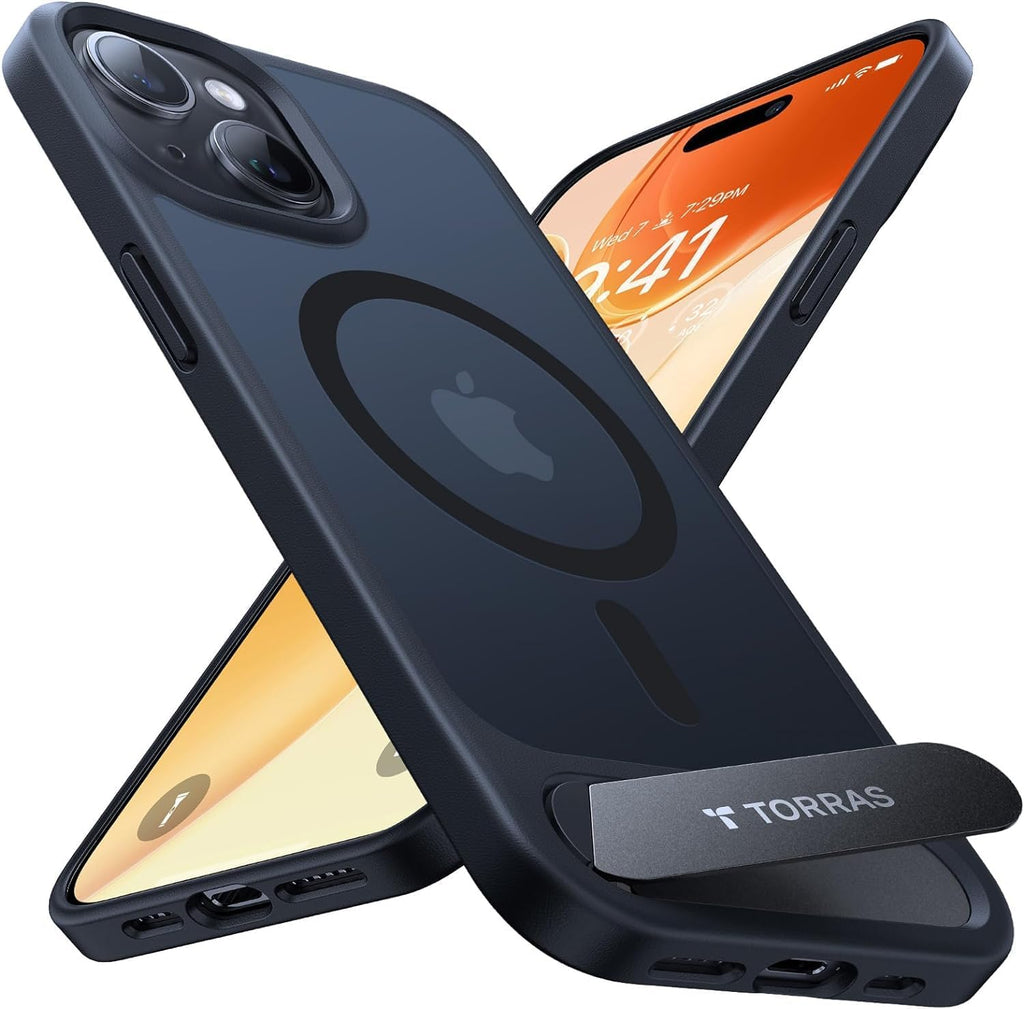 TORRAS Ostand L1 Hülle für iPhone 16 Pro für MagSafe Case, Schwarz