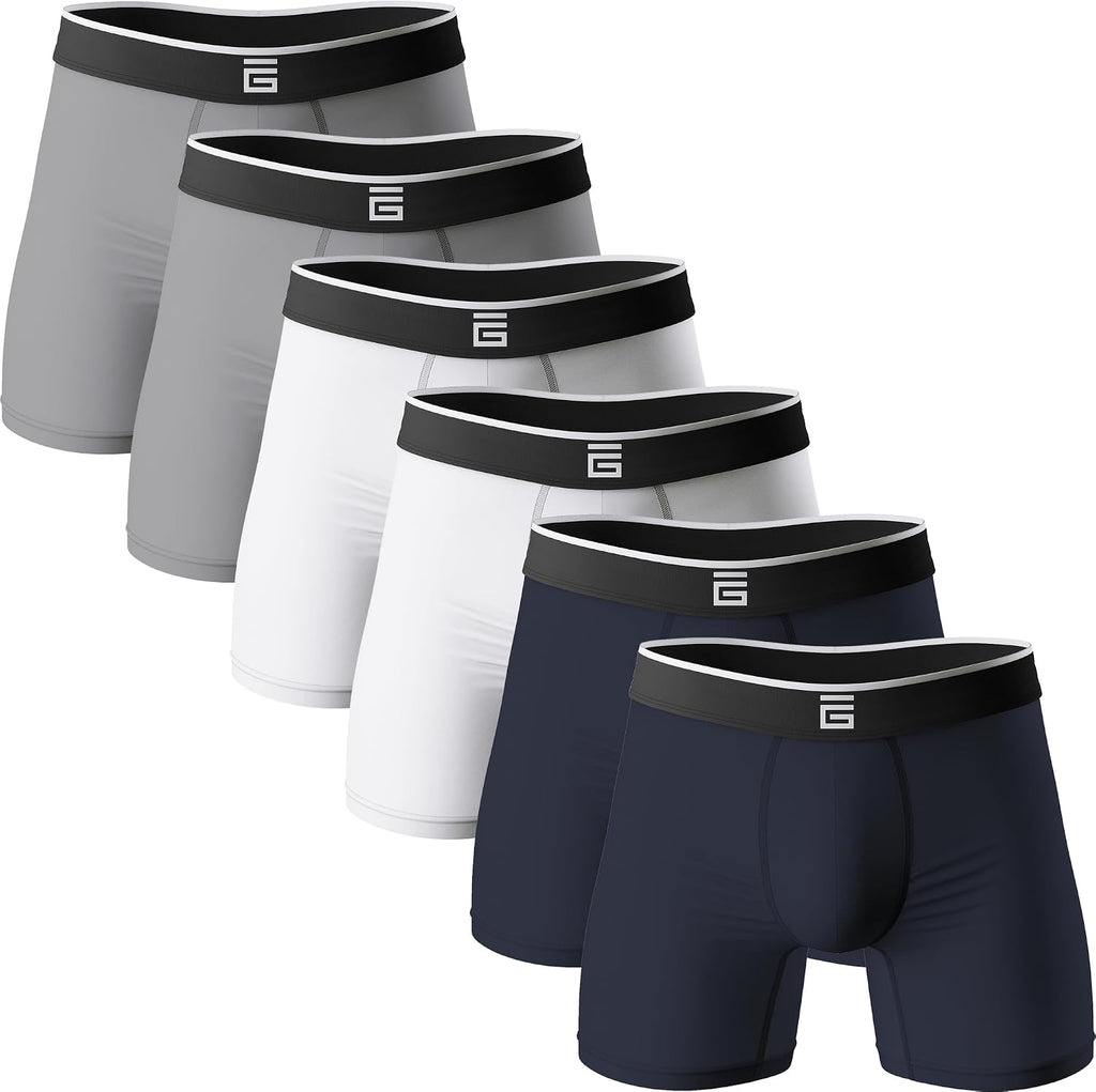 Giovici Mens Boxers Bamboo Anti Chafing Soft Comfortable Boxer Briefs Longer Leg - Boxer Shorts Multipack - Moisture Wicking Technology