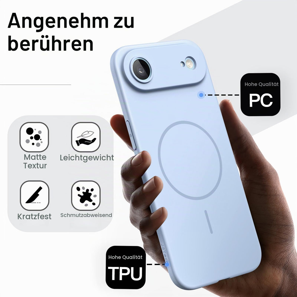 JETech Magnetische Dünne Hülle für iPhone 18 Pro, Schwarz