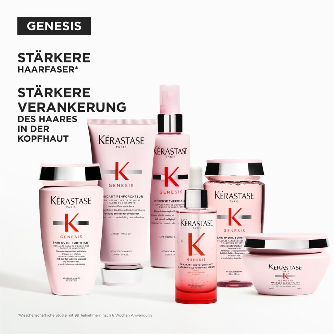 Kérastase Shampoo für feines Haar, Nährendes und kräftigendes Haarbad gegen Haarverlust, Bain Hydra-Fortifiant, Genesis, 500 ml