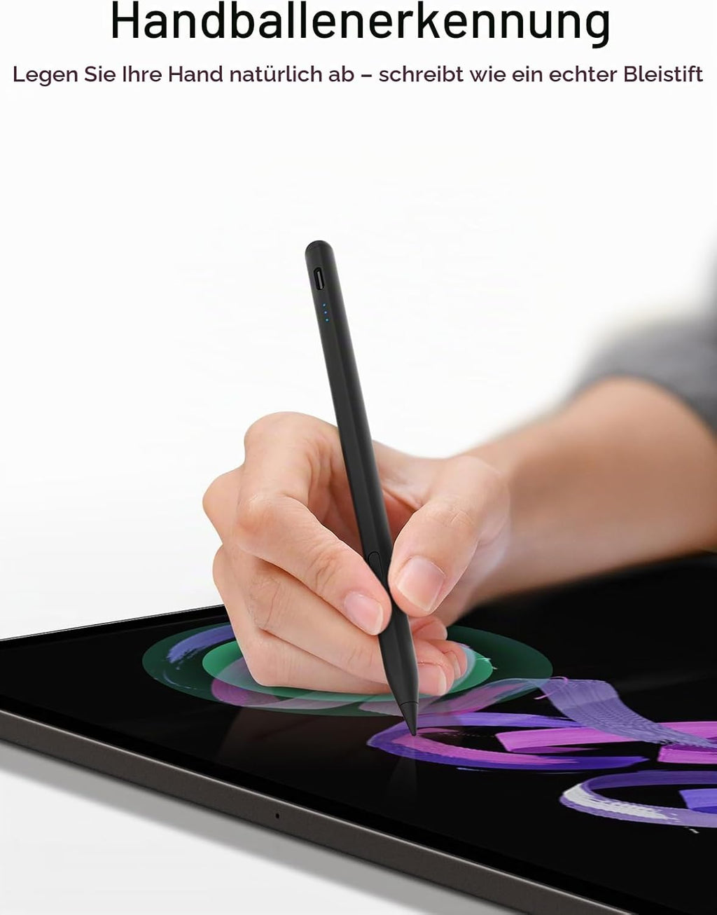 Stylus Stift für iPad 2018-2026 mit USB-C Schnellladeleistung, Palm Rejection und Neigungssensitivität Pencil für iPad 11/10/9/8/7/6/A16, Mini 7/6/5, Air M4/3/2 11"/13"/5/4/3, Pro M5/M4 13"/12.9″/11″