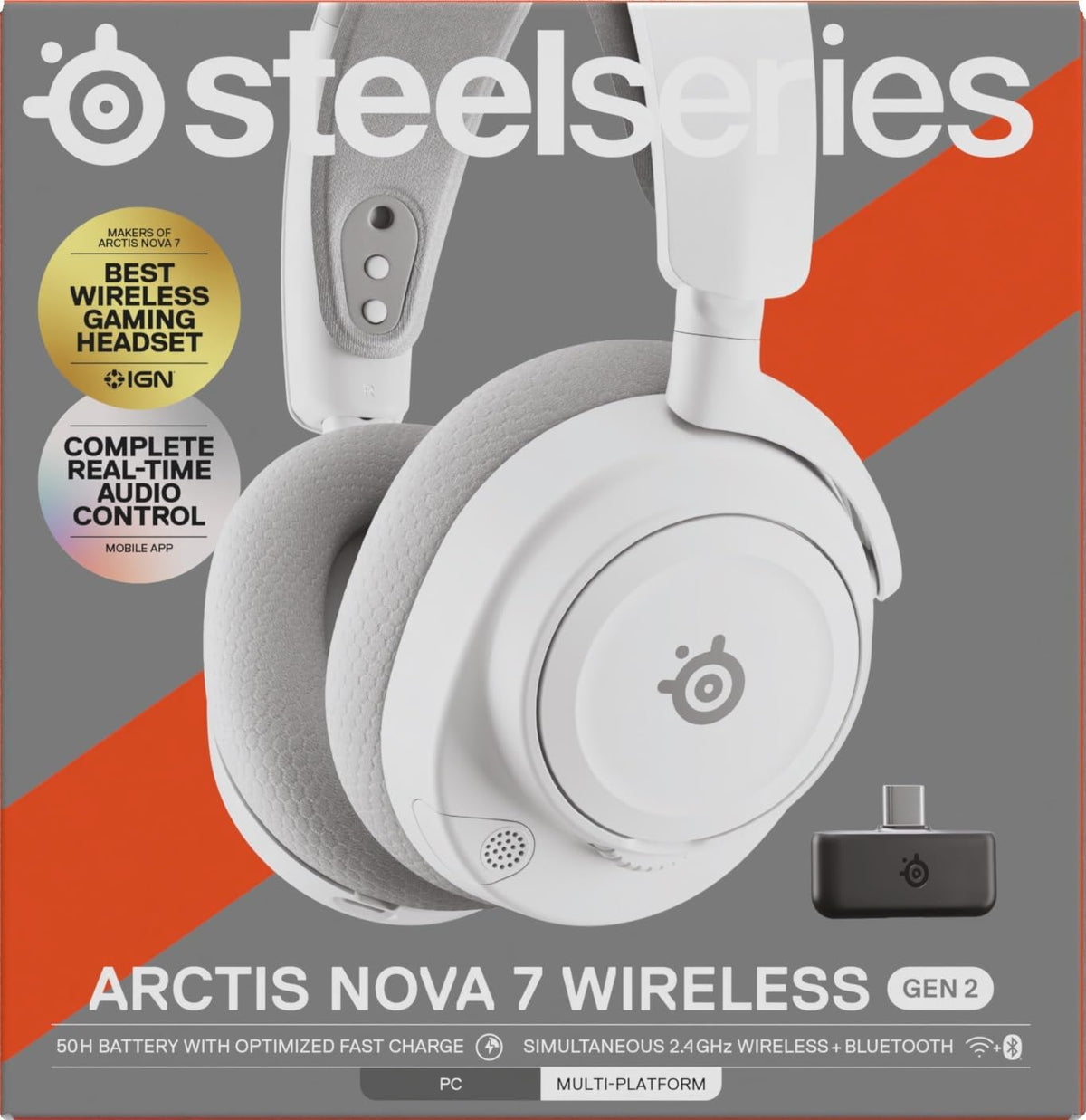 SteelSeries Arctis Nova 7 Wireless Gen 2 Multi-Plattform-Gaming-Headset - Echtzeit-App-Steuerung - Über 50 Std. Akkulaufzeit - 2,4 GHz/Bluetooth parallel möglich -PC, PS5, PS4, Switch 1/2, Mobilgeräte