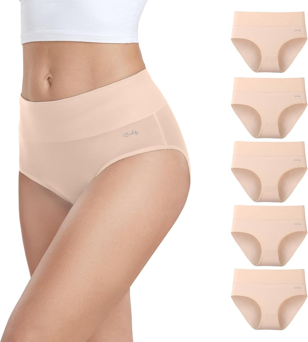anqier Damen-Unterhosen, 5er-Pack, Stretch-Baumwolle, hoch geschnittene Slips für Damen