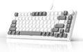 AJAZZ AK820 Mechanische Tastatur, 75% Hot-Swap-fähige kabelgebundene Tastatur mit Lautstärkeregler, QWERTY-Layout, PBT-Tastenkappen, fünfschichtiges Schalldämmungspolster, 82-Tasten-Gaming-Tastatur, Grau-Weiß