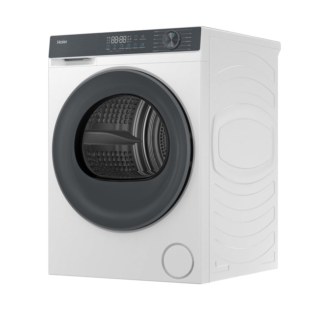 Haier Wärmepumpentrockner 9kg I G7 Serie I Klasse B I AI Power Inverter Motor, iOn Air Fresh, Pillow-Schontrommel, Automatik- & Hygiene-Programm, hOn AppI HD90-B667U1