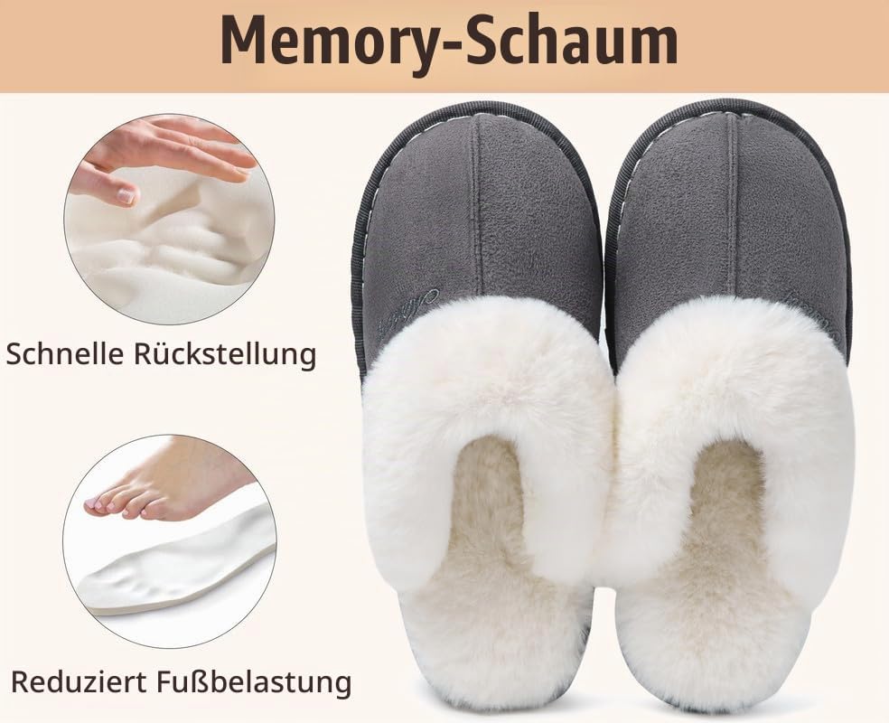 Misolin Damen Herren Hausschuhe Winter Warme Pantoffeln mit Memory-Schaum