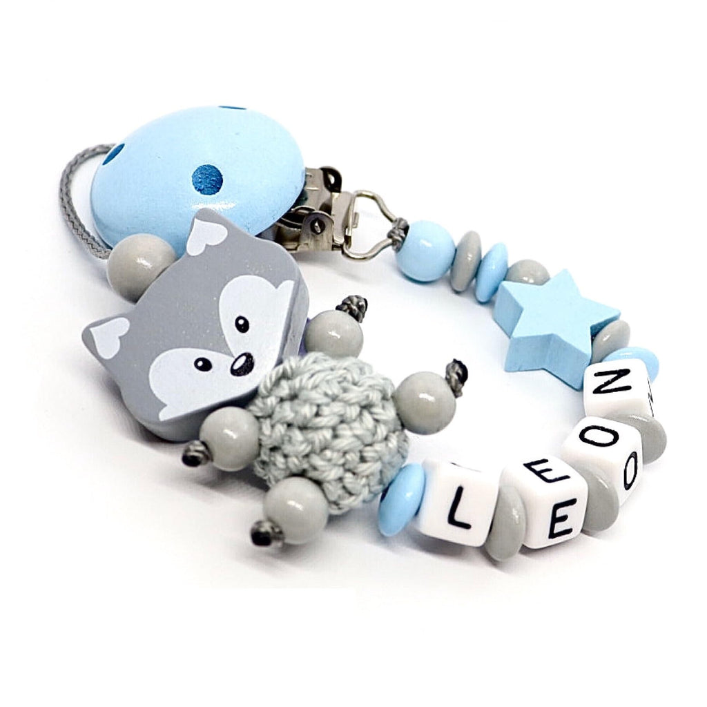 Schnullerband mit Namen für Mädchen & Jungen personalisierte Baby Geschenke (REH Herzchen)