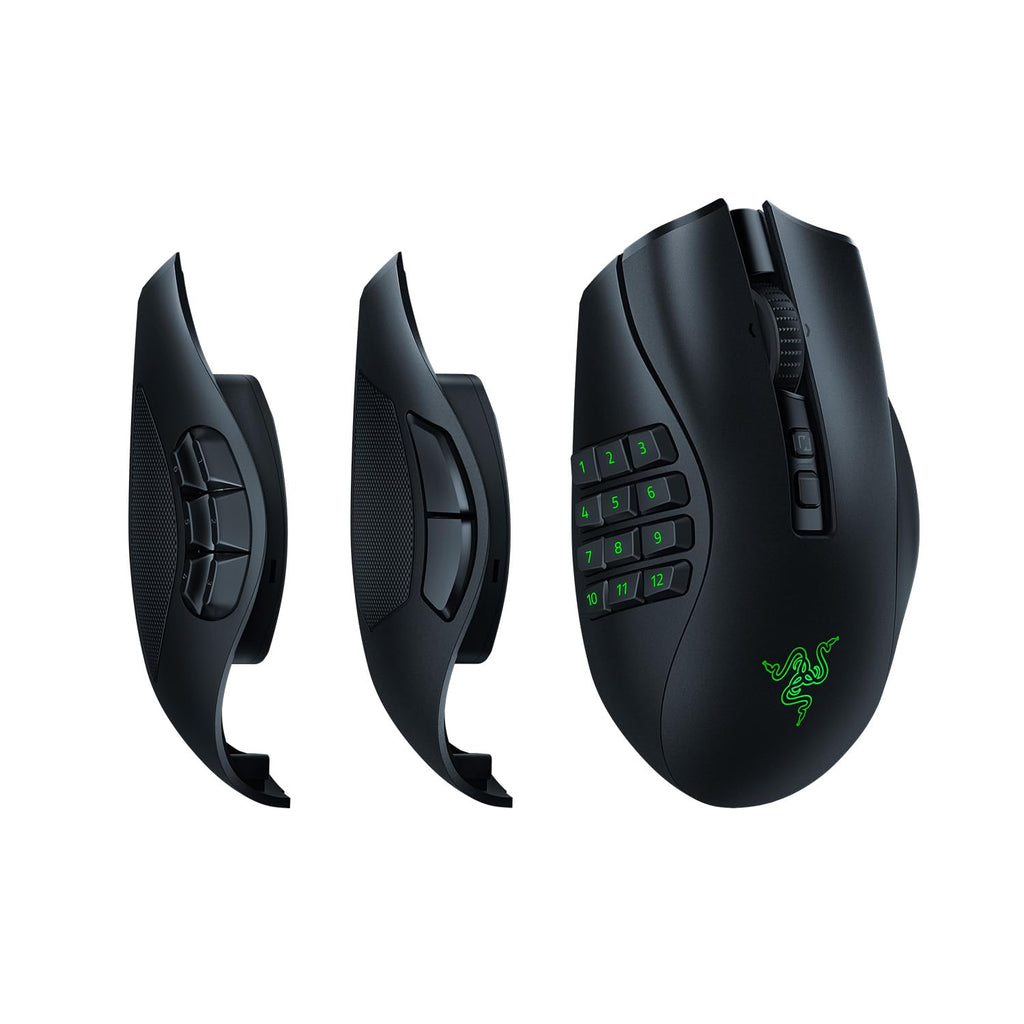 Razer Naga V2 HyperSpeed - Ergonomische Kabellose MMO Gaming Maus (19 Programmierbaren Tasten, Wireless 2,4 GHz, Bluetooth, Bis zu 250 Stunden, Focus Pro 30K Optischer Sensor) Schwarz