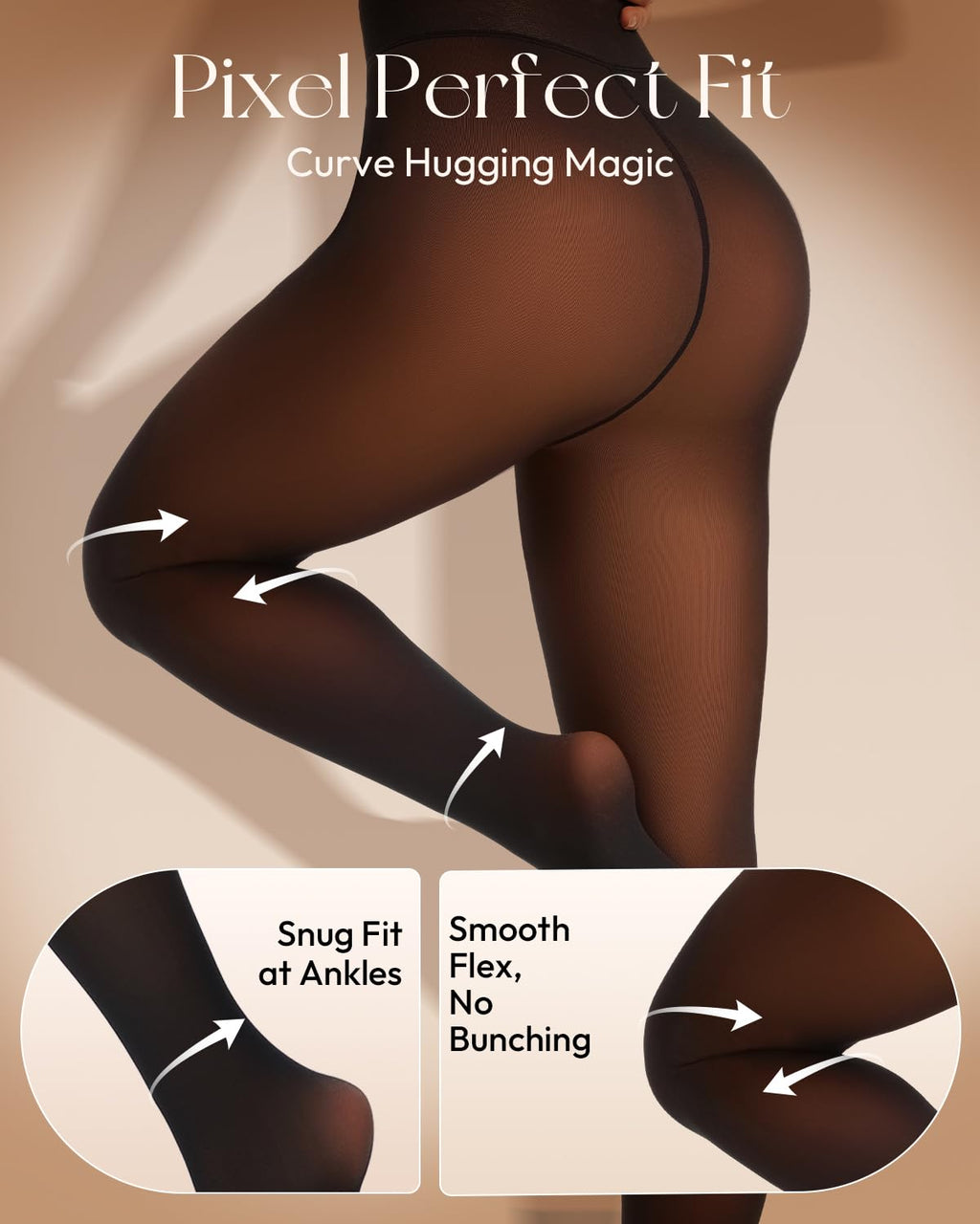 Spring Water Fleece Lined Tights Leggings for Women One Seam Design