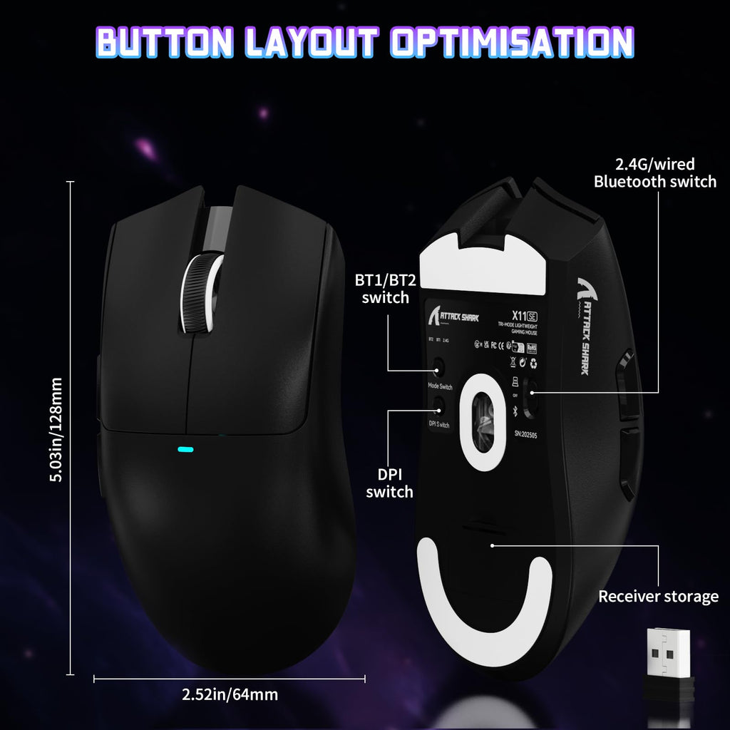 ATTACK SHARK X11SE Kabellose Gaming-Maus
