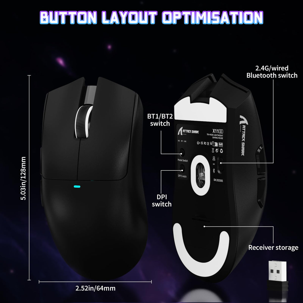 ATTACK SHARK X11SE Kabellose Gaming-Maus