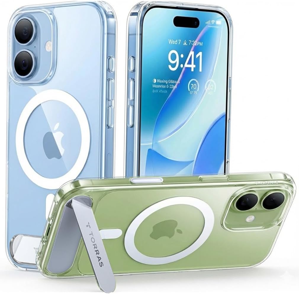 TORRAS Ostand L1 Hülle für iPhone 16 Pro für MagSafe Case, Schwarz