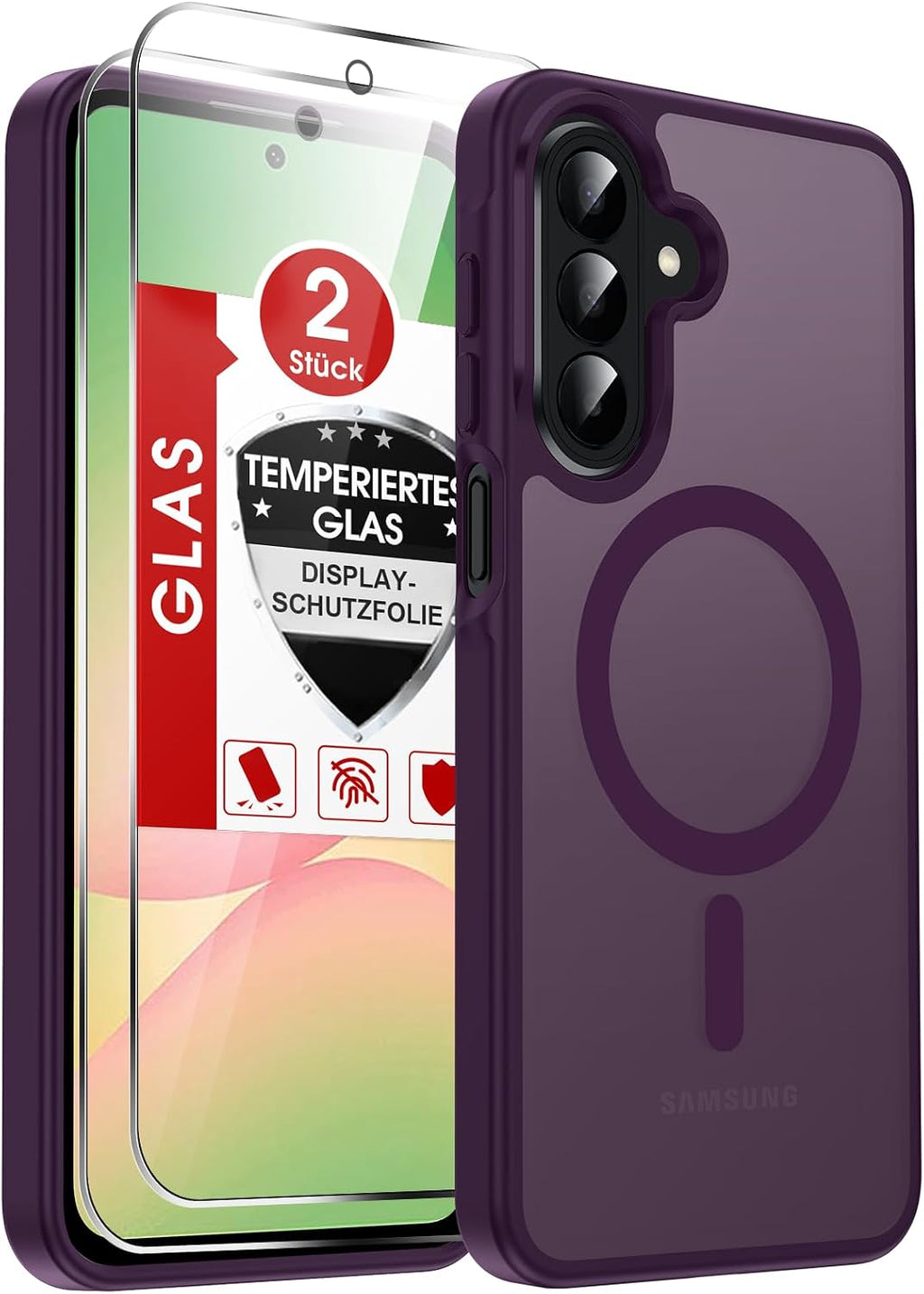 LeYi für Samsung Galaxy A06 4G Hülle für Magsafe mit 2X Panzerglas-Schwarz