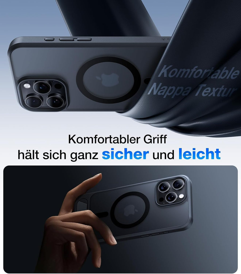 TORRAS Ostand L1 Hülle für iPhone 16 Pro für MagSafe Case, Schwarz