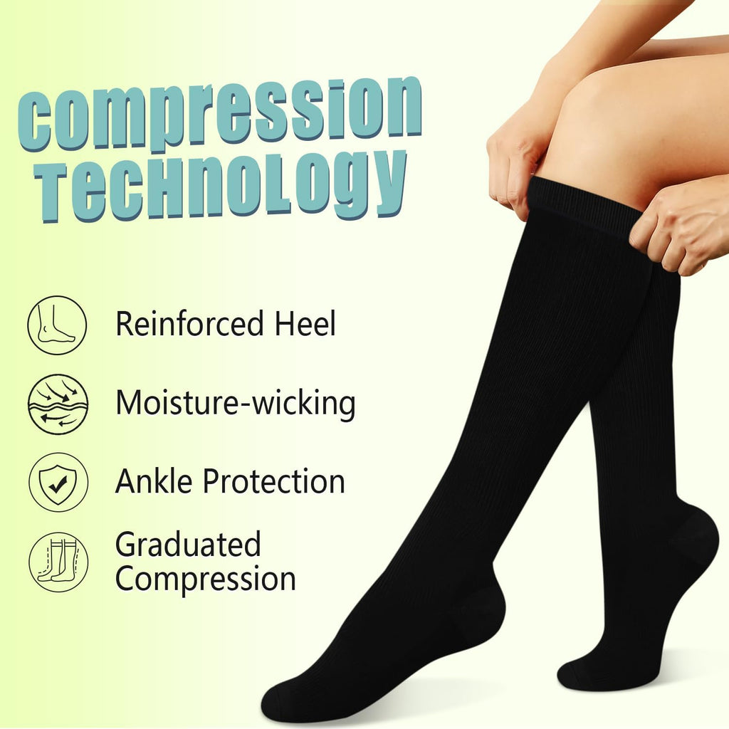 Copper Compression Socks 15-20 mmHg for Men & Women 8 Pairs – Circulation Support for Nurses, Travel, Running, Hiking, Soccer