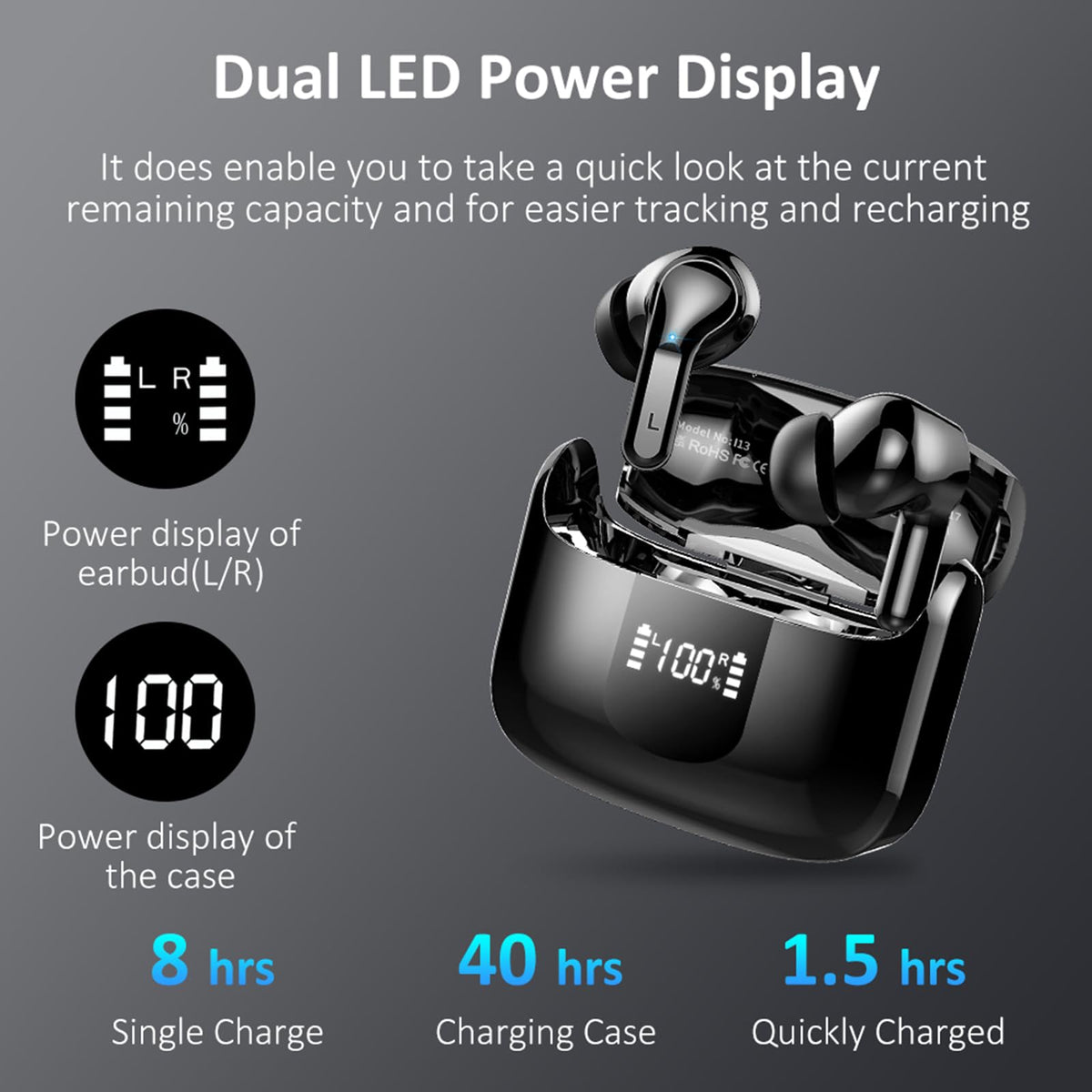 2026 Kopfhörer Kabellos Bluetooth 5.4 Kopfhörer, 6D-Stereo Ohrhörer in Ear
