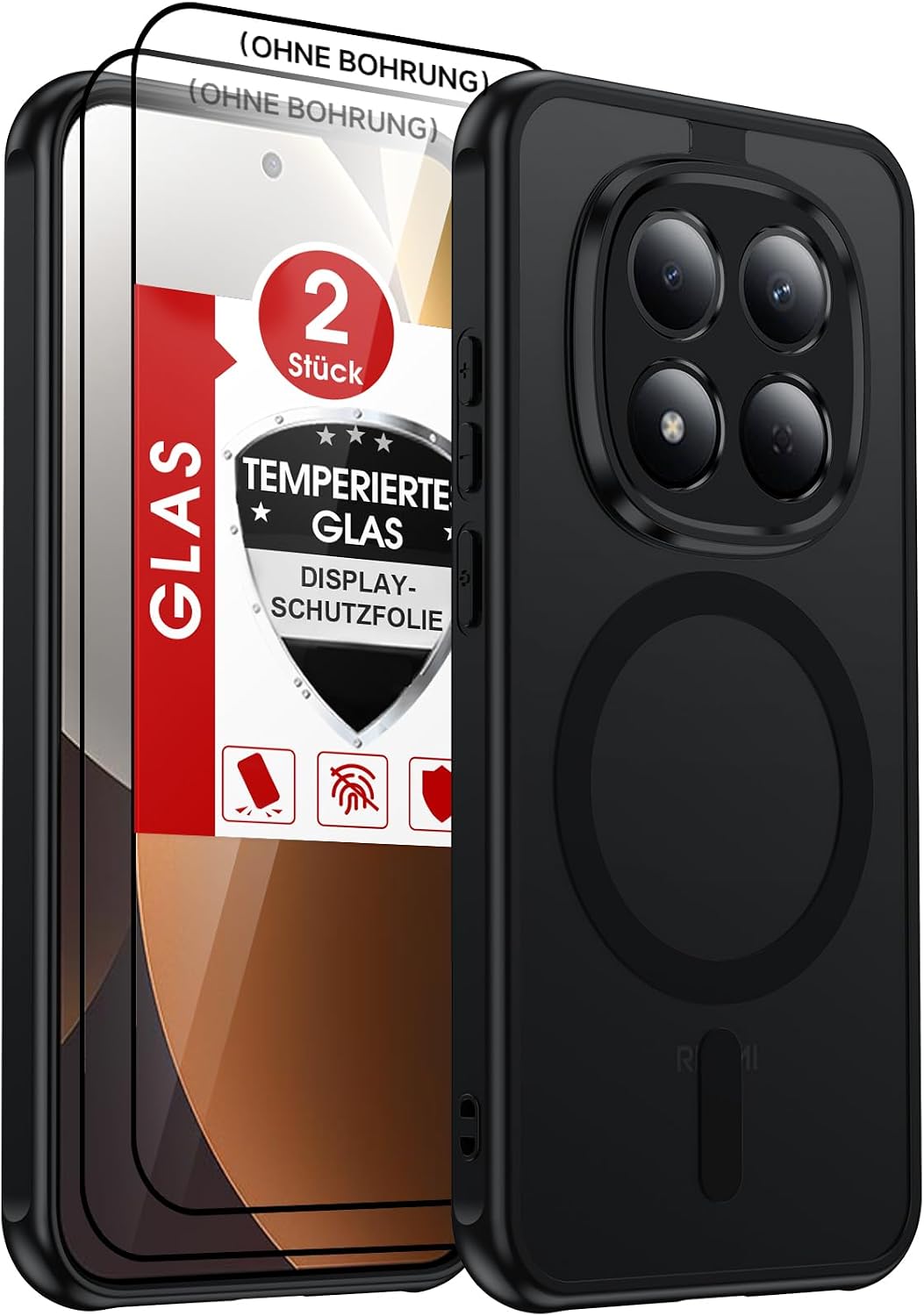LeYi für Samsung Galaxy A06 4G Hülle für Magsafe mit 2X Panzerglas-Schwarz