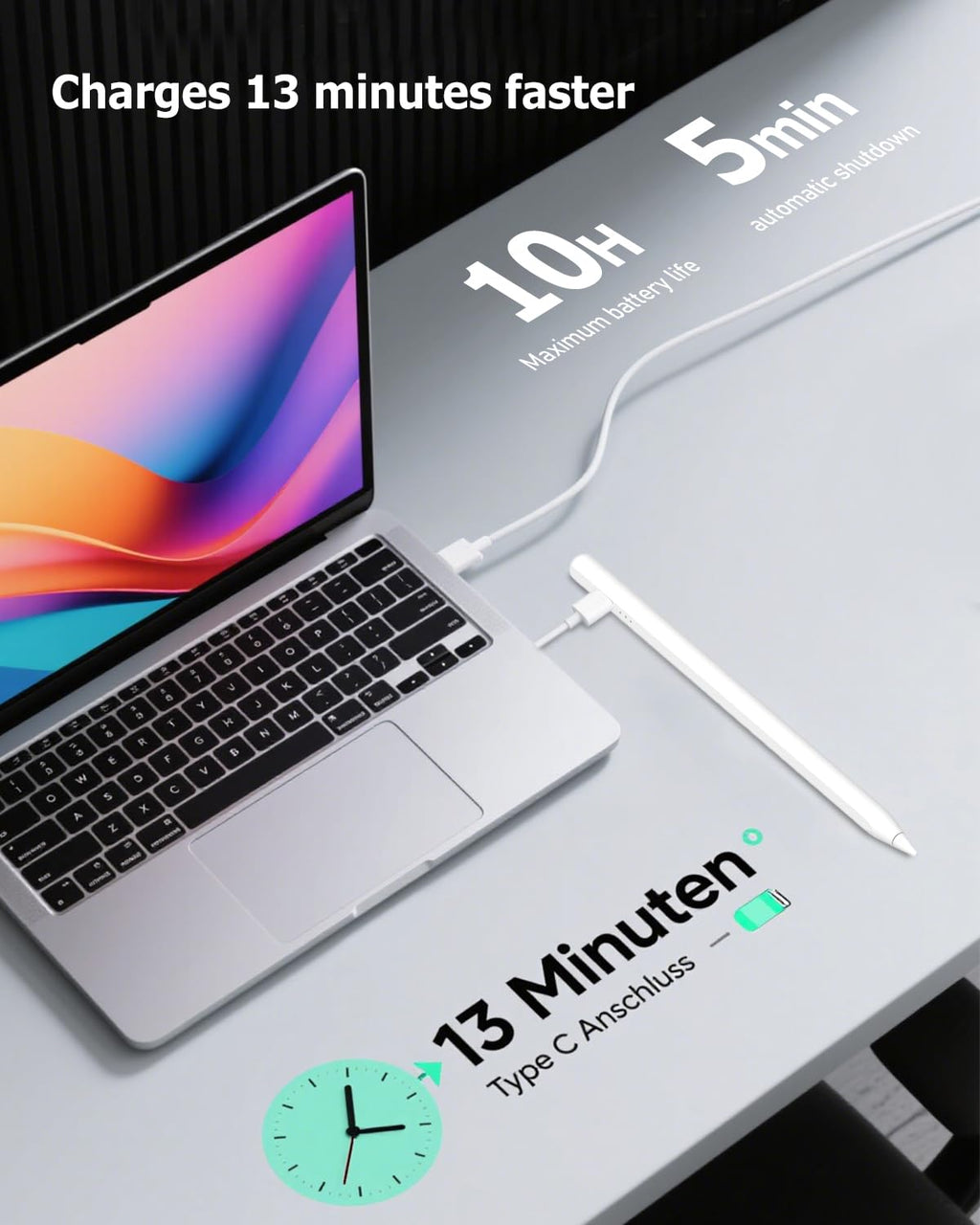 Stift für iPad Pro Air Mini 2018-2026, 2X Schnellladung, Handunterdrückung
