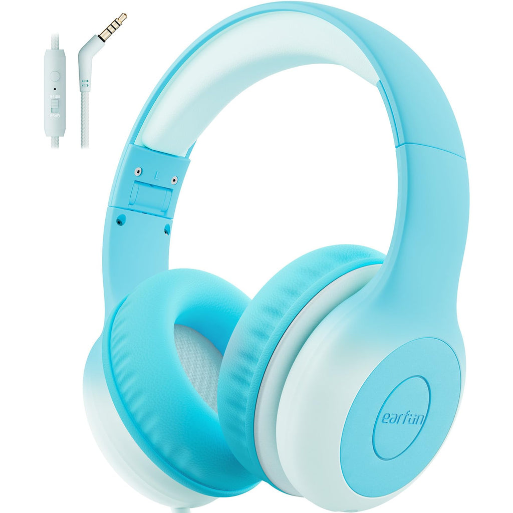 EarFun Kinder Kopfhörer mit 3,5 mm Kabel, Lautstärkebegrenzung, Blau-grün
