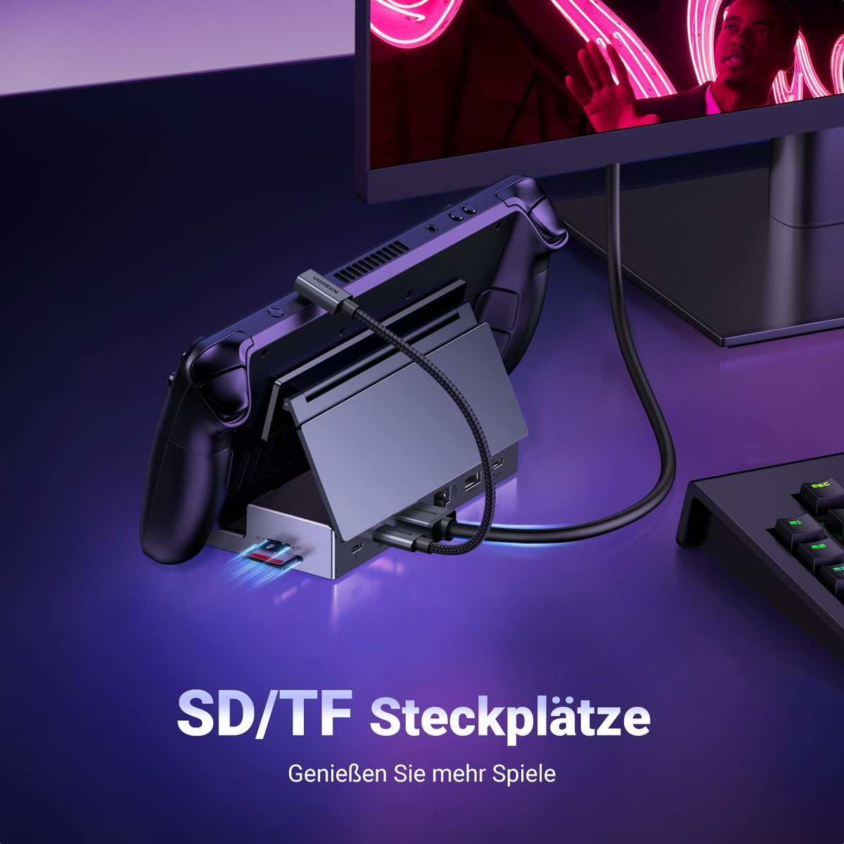UGREEN Steam Deck Dock mit HDMI 4K@120Hz, Verstellbares Docking Station