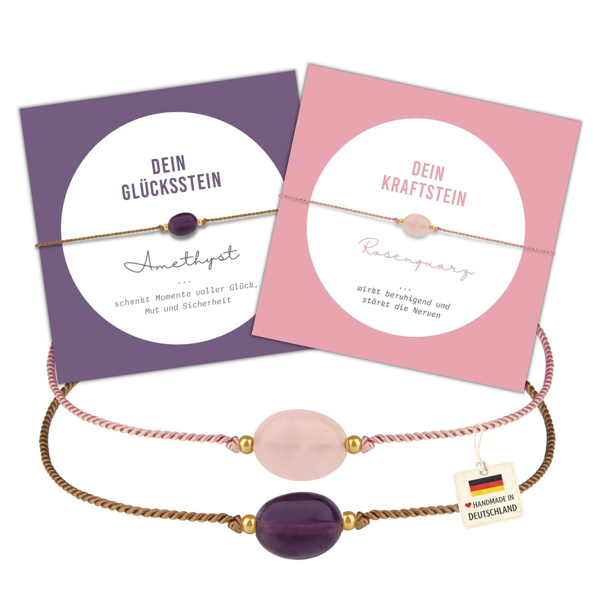 happymaker Edelstein Armband Damen als Kraftgeber, handmade in Deutschland