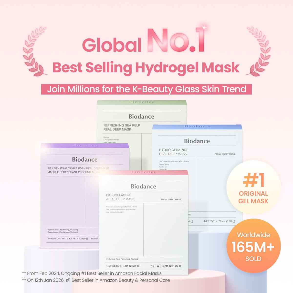 BIODANCE Refreshing Sea Kelp Real Deep Mask, Hydrogel Mask, Calming, Oil & Sebum Control, Blemish Care, Korean Skincare, 34 g x 4ea