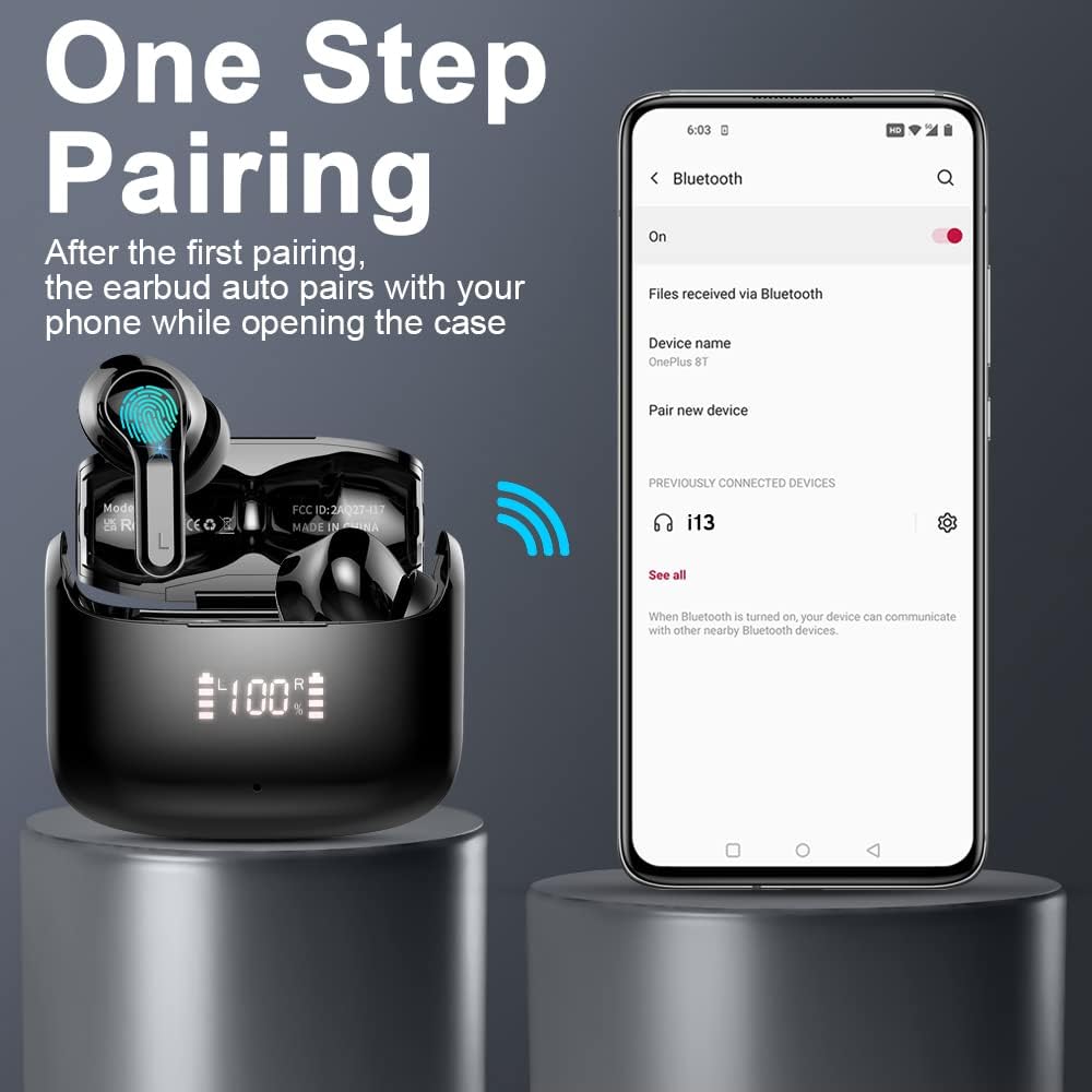 2026 Kopfhörer Kabellos Bluetooth 5.4 Kopfhörer, 6D-Stereo Ohrhörer in Ear