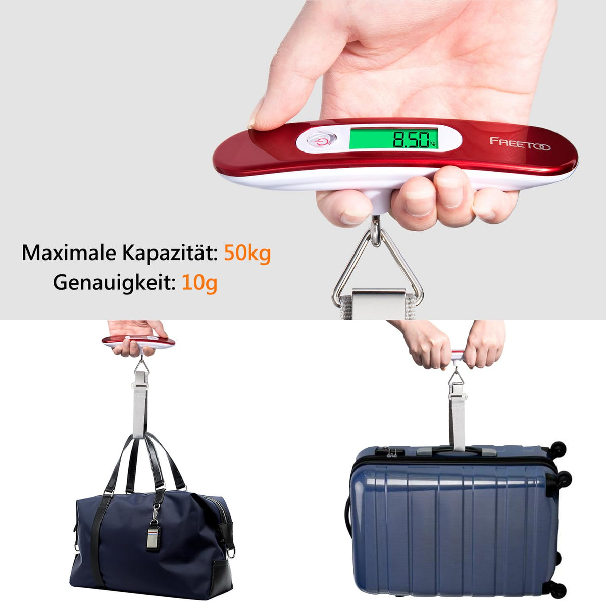 FREETOO Gepäckwaage Tragbare Digitale Kofferwaage