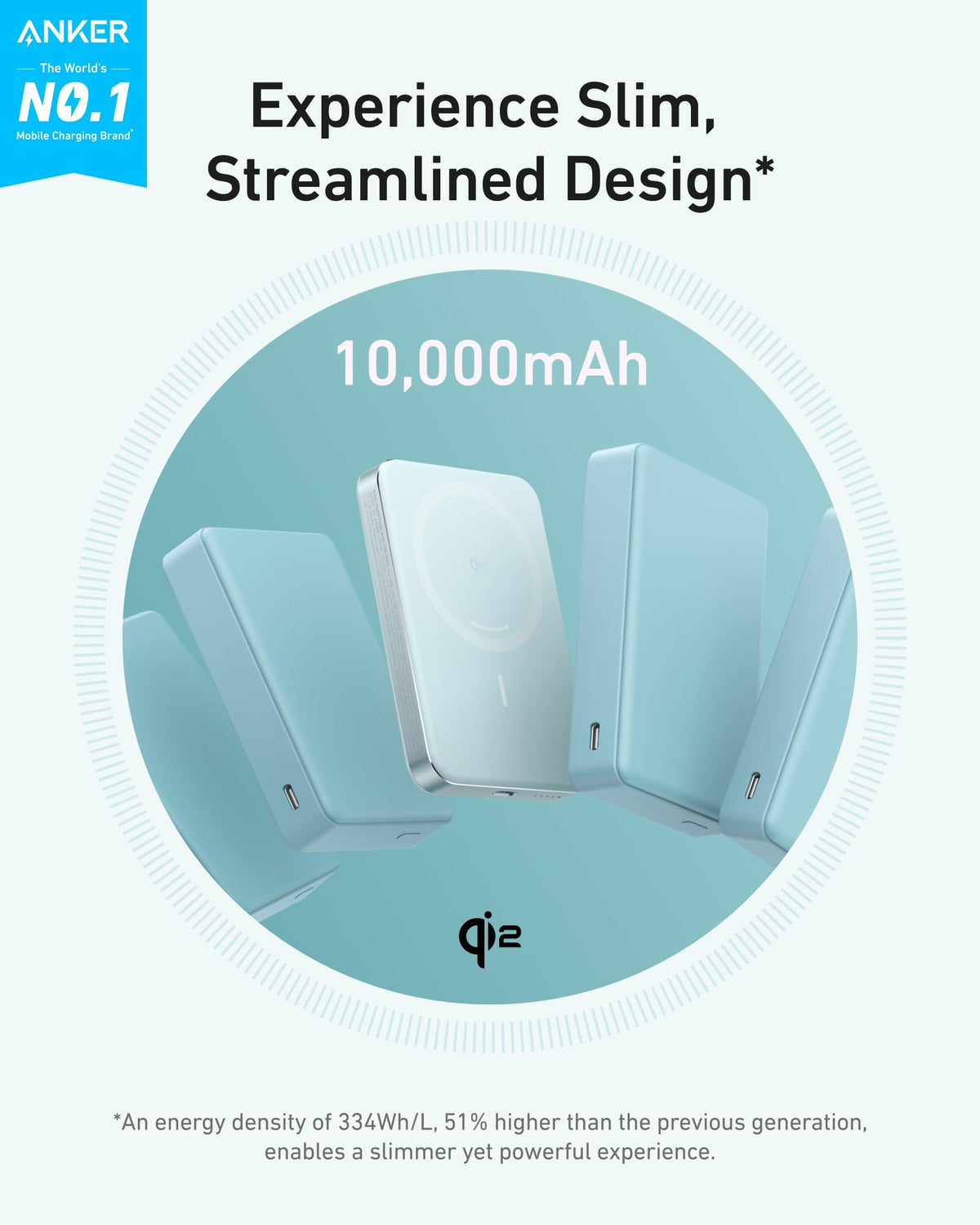 Anker MagGo Flache magnetische Powerbank 10000mAh Qi2 15W