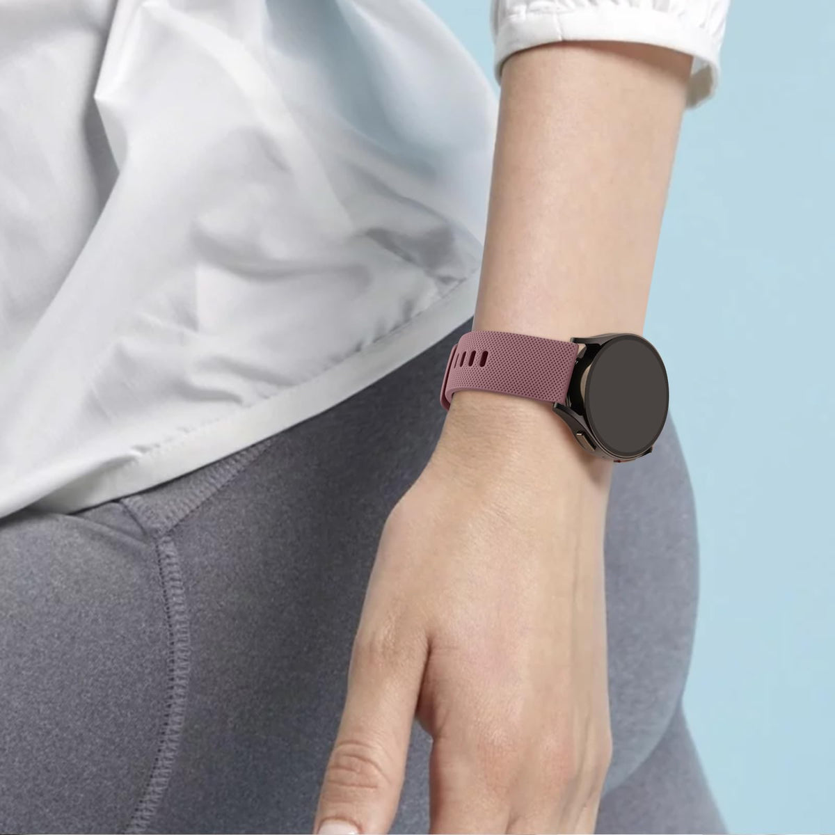 Wanme 20mm Bracelet de Montre en Silicone, Souple Bracelet de Replacement en Dégagement Rapide avec Boucle en Même Couleur Homme Femme 20mm, Starlight
