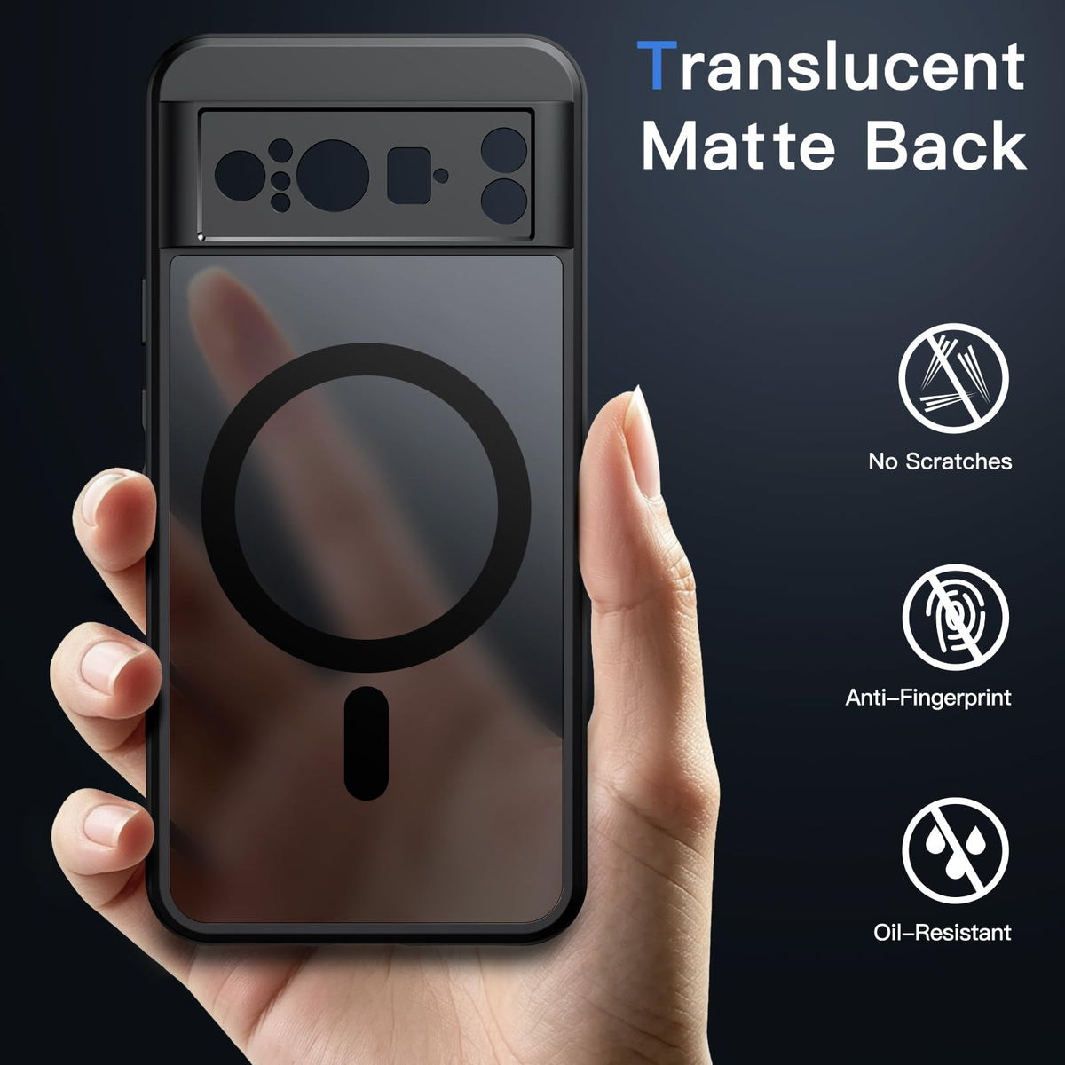 JETech Magnetische Hülle für Google Pixel 10/10 Pro, Obsidian