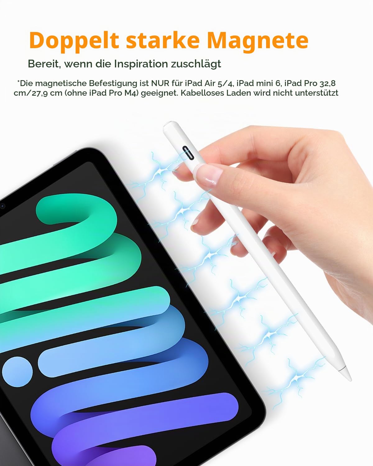 Stift für iPad Pro Air Mini 2018-2026, 2X Schnellladung, Handunterdrückung