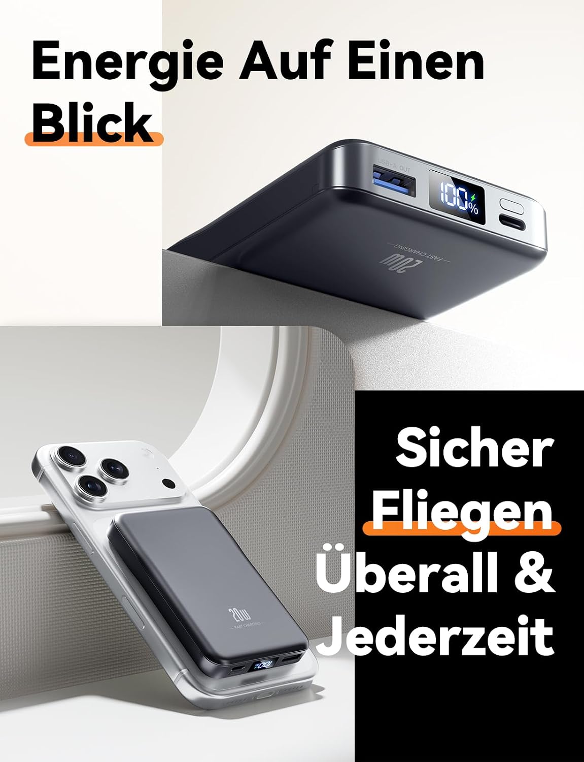 Powerbank für MagSafe,10000mAh Ultra Schnellladen Magnetische Power Bank
