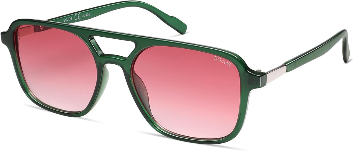 SOJOS Retro Aviator Sunglasses Womens Mens,Trendy Rectangle Shades SJ2202