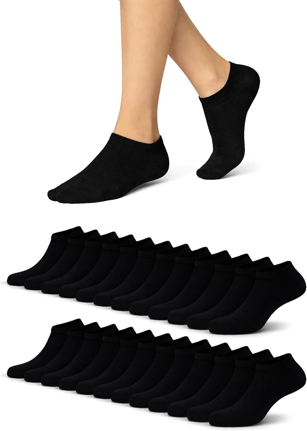 Basic Treasure Lot de 12 Paires Socquettes Sport Unisexes, Noir/Blanc/Gris