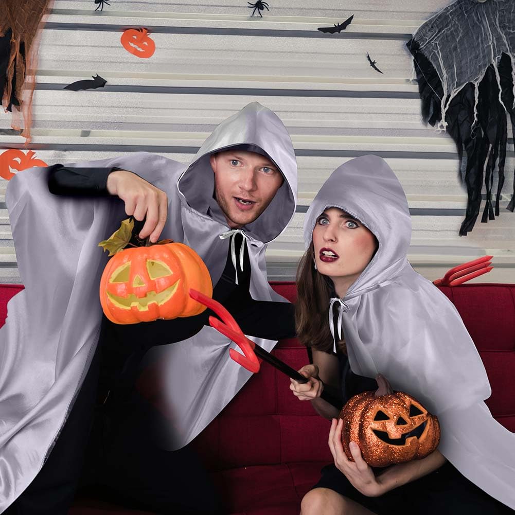 Aomig Cape à Capuchon, Déguisement Adulte Unisexe Costume, Cape Sorcier, Halloween Cosplay Costume Cape Longue Cape, Déguisement pour Halloween, Bal Masqué