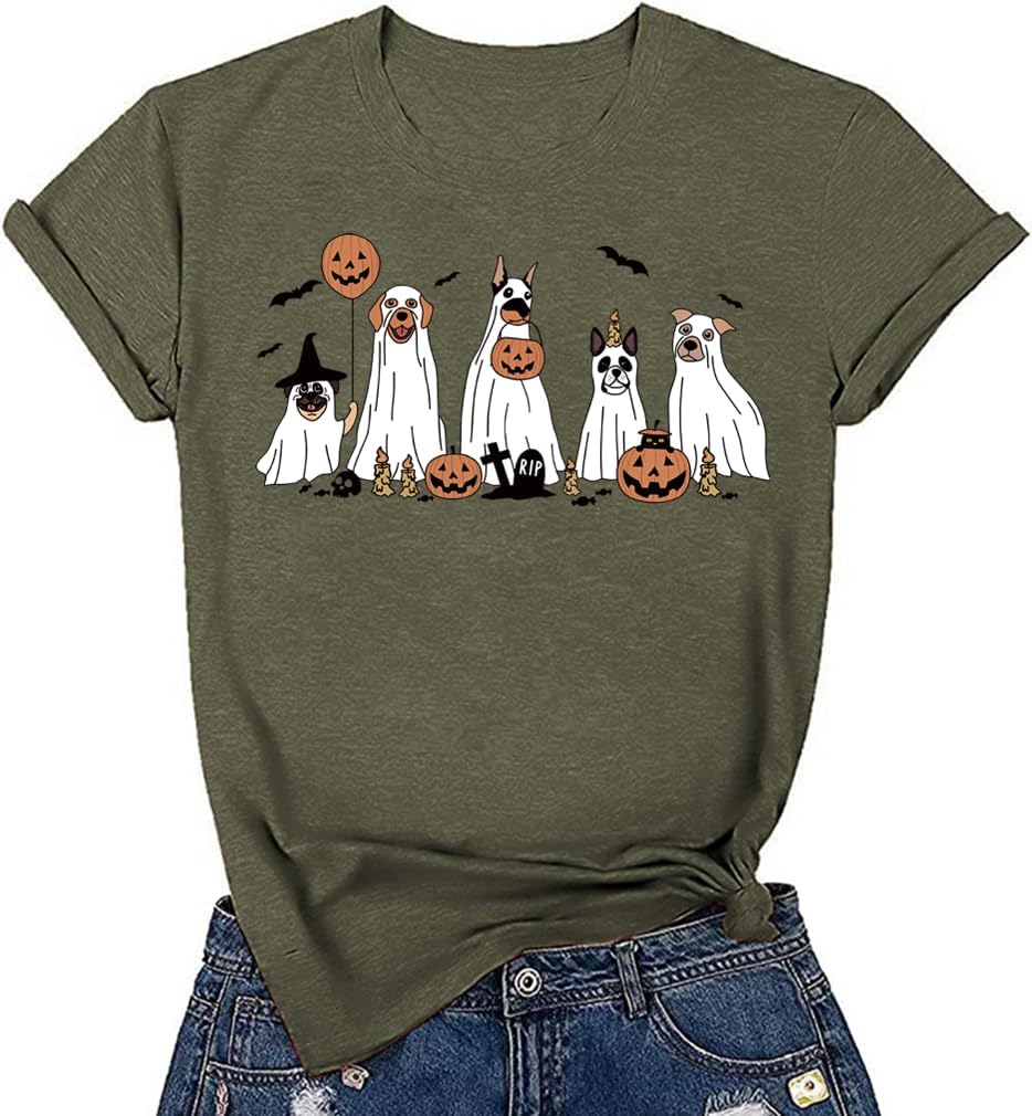 Halloween-Kürbis-Shirts für Damen, Herbst-T-Shirts, niedliche grafische Herbst-Shirts, Thanksgiving-Oberteile