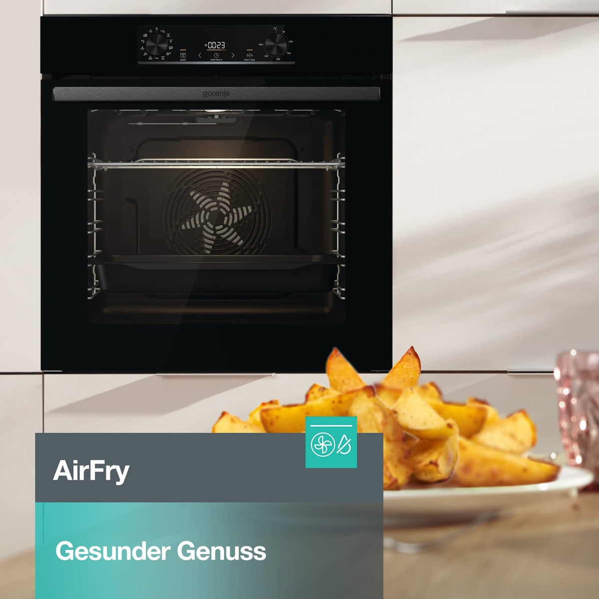 Gorenje BOA6737AO1X Einbaubackofen / 73 Liter/BigSpace/Heißluft / 250° maximale Ofentemperatur/EcoClean-Email / 2fach verglast / 9 Funktionen/EEK: A/Minimale Einbaumaße (HxBxT): 60x 56x 58 cm