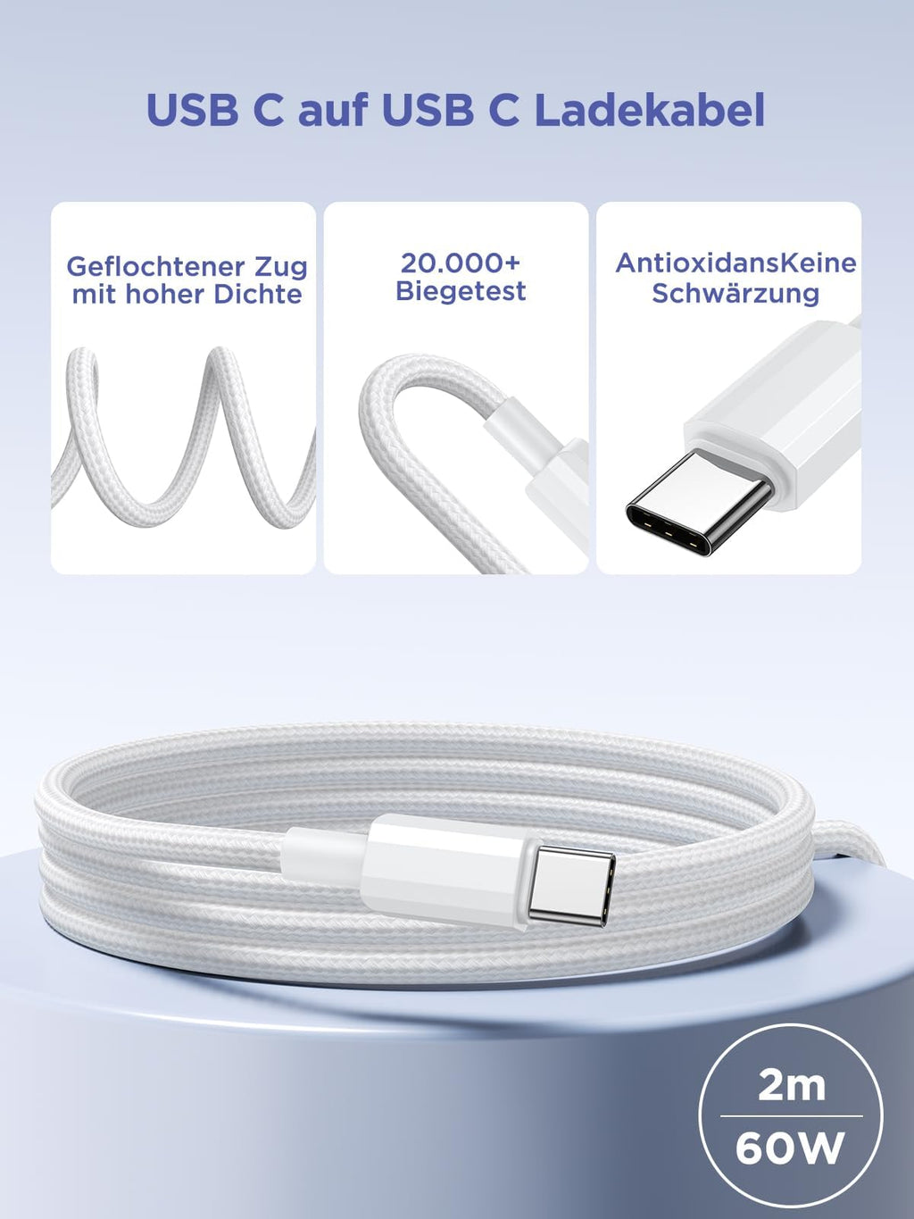 USB C Ladegerät, 40W 4-Port USB ladegerät Mehrfach Schnellladegerät PD 3.0