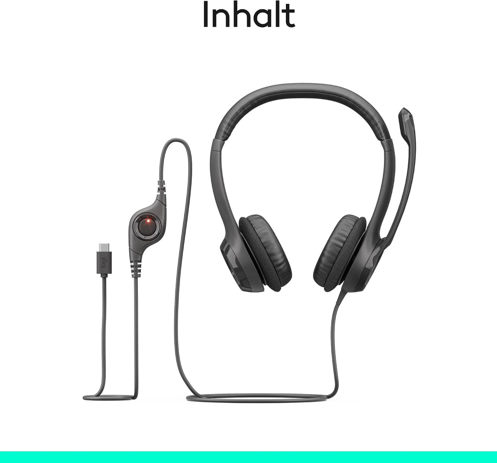 Logitech H390 Kopfhörer für PC zuhause, PC-Headset mit Mikrofon, Schwarz