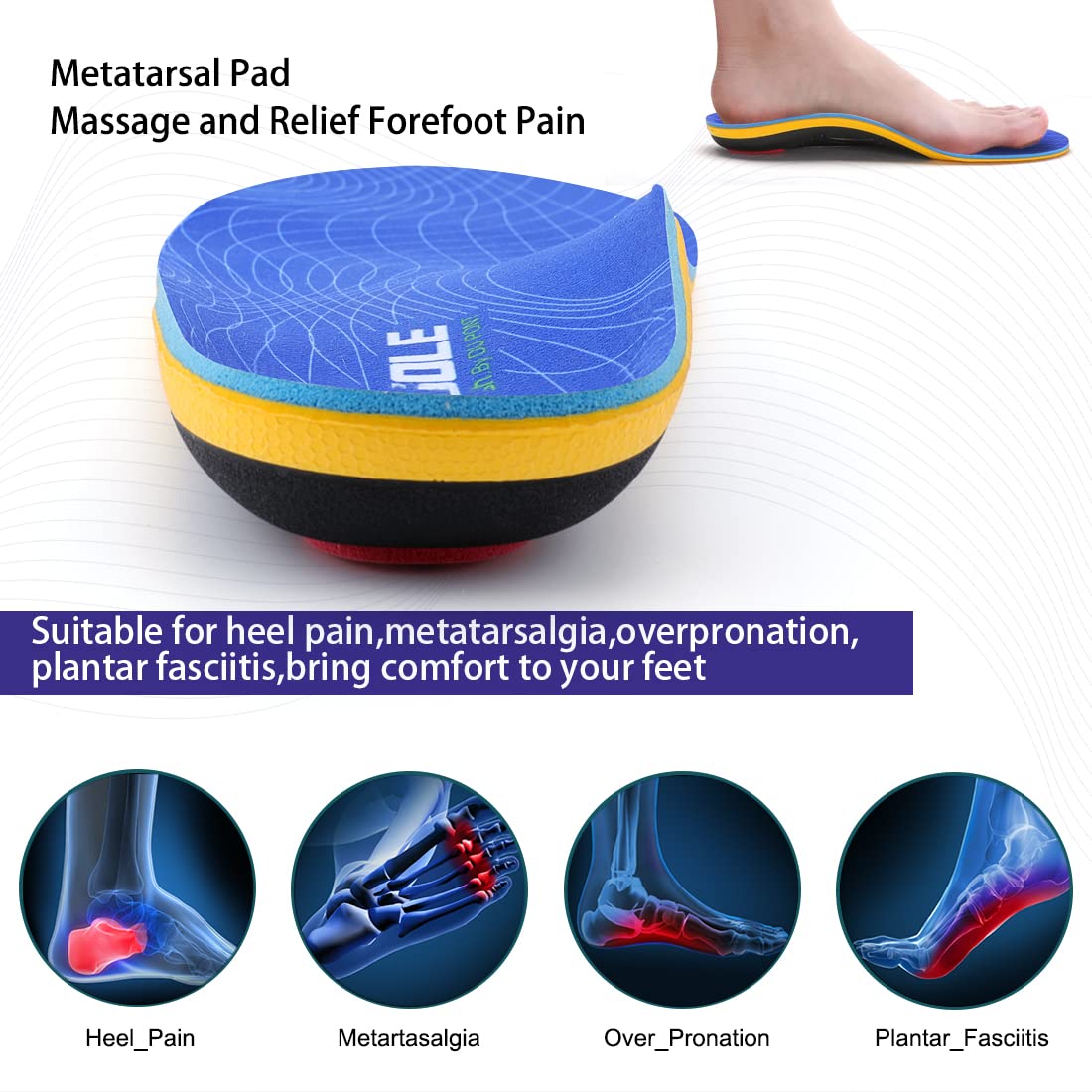 VALSOLE Orthopädische Einlegesohlen, Plantar Fasciitis Hohe Arch Support Schuheinlagen, Für Fersensporn,Plattfuß, Fußschmerz, Komfort Herren & Damen Einlegesohlen
