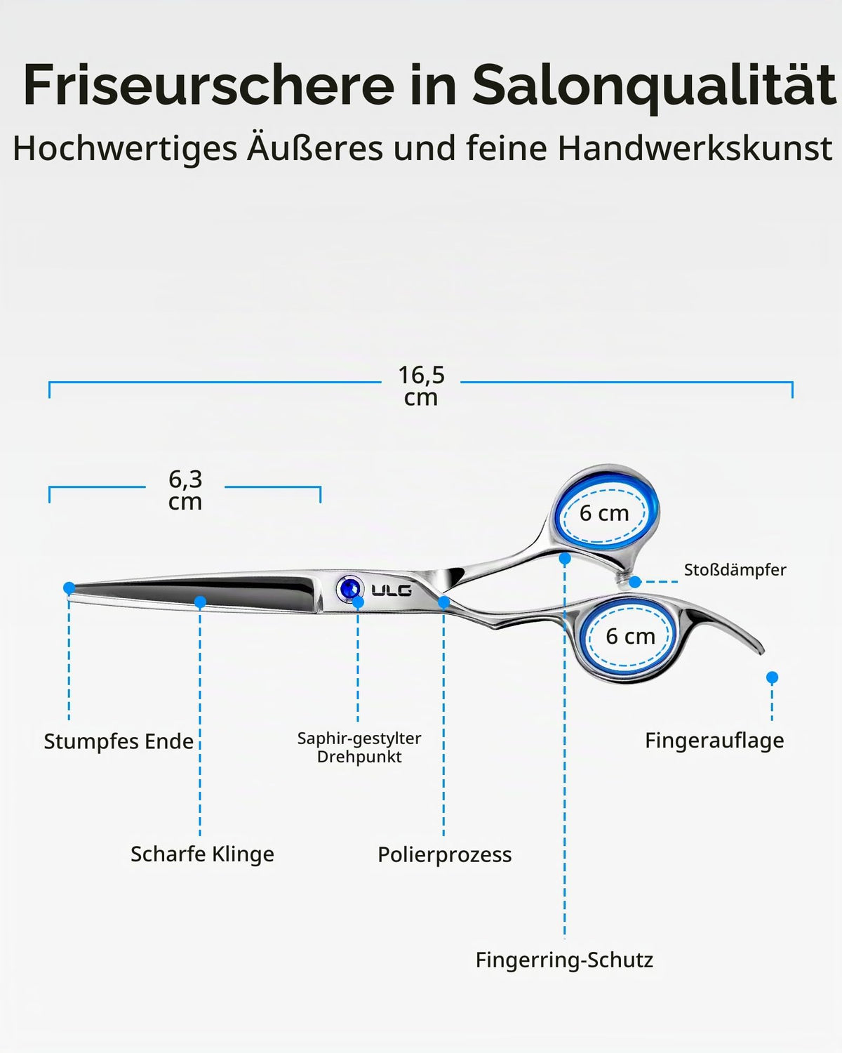 Haarschere Scharfe Friseurschere ULG 6.5 Zoll Präziser Schnitt Haarschnitt japanischer rostfrei edelstahl Rasiermesserscharf Effilierscheren