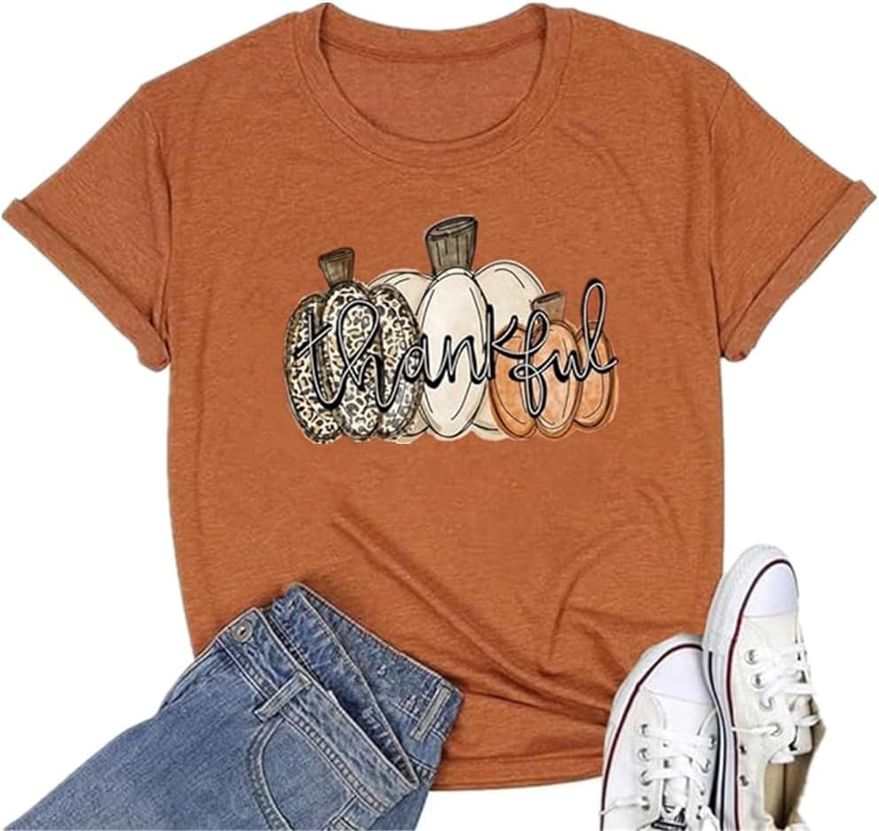 Halloween-Kürbis-Shirts für Damen, Herbst-T-Shirts, niedliche grafische Herbst-Shirts, Thanksgiving-Oberteile